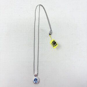Shop LC Sky Blue Topaz Sterling Silver Pendant With Stainless Steel Chain 5484